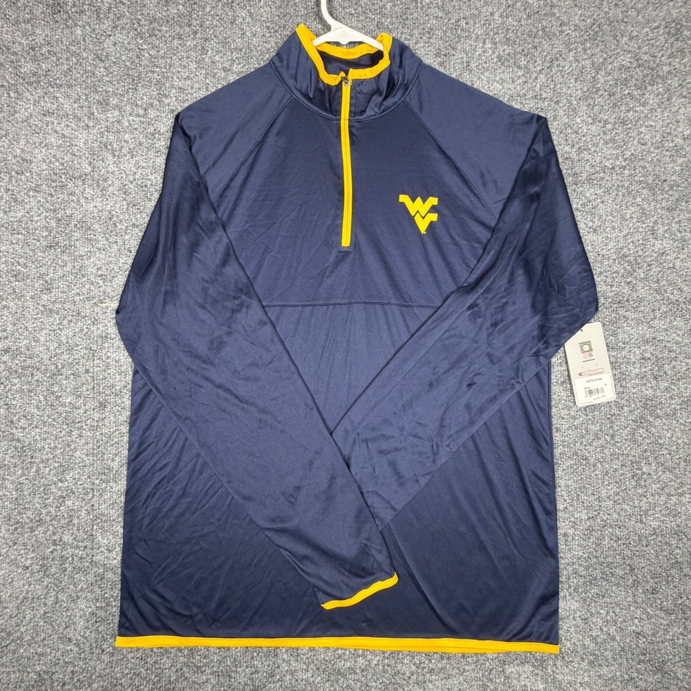 Colosseum West Virginia Mountaineers‎ Mens M Quarter Zip Pullover Navy Blue